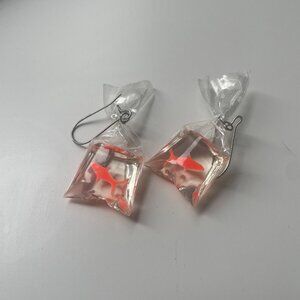 Earrings - Goldfish in a Bag!